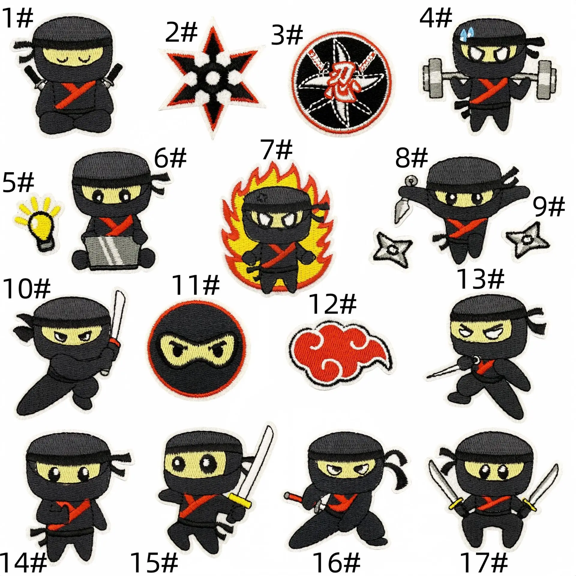 Parche bordado y diseño ninja