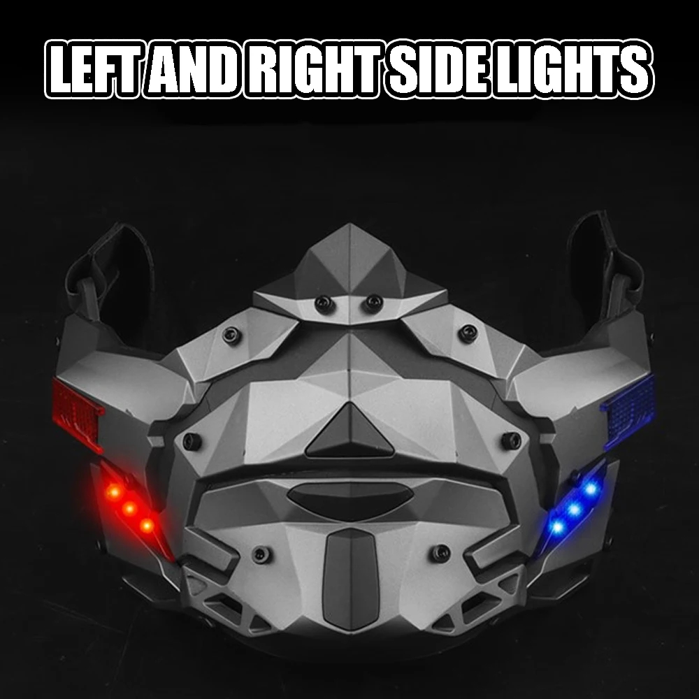 Máscara de airsoft cyberpunk media cara antivaho con iluminación - imagen 2