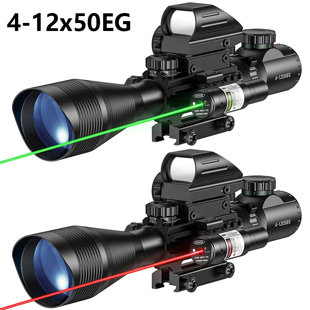 Mira telescópica táctica 4-12x50EG con láser e iluminación rojo verde