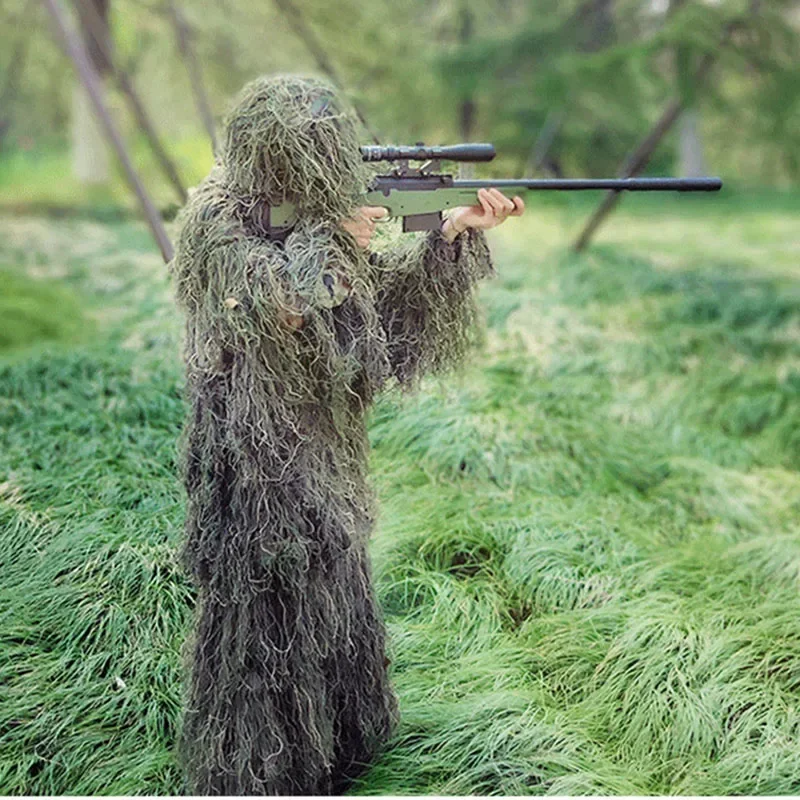 Traje Ghillie táctico 3D de hierba militar con pantalón y funda - imagen 4