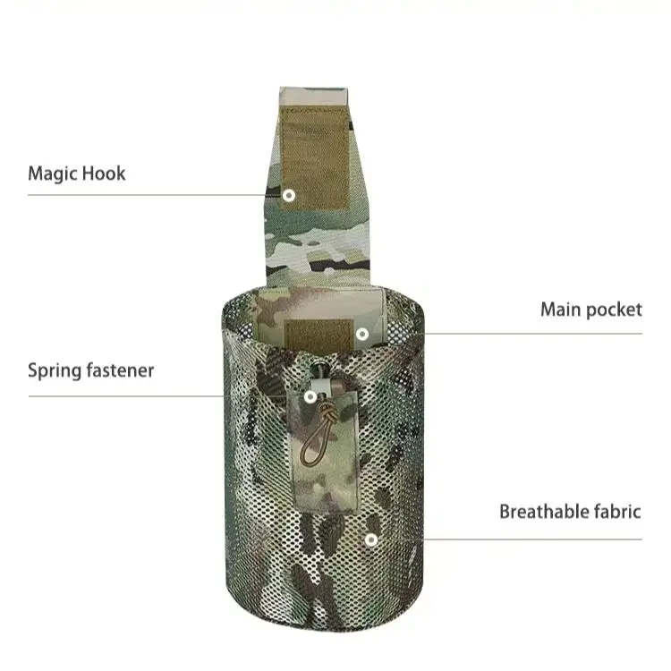 Bolsa táctica MOLLE modular plegable de nailon con malla ajustable - imagen 4