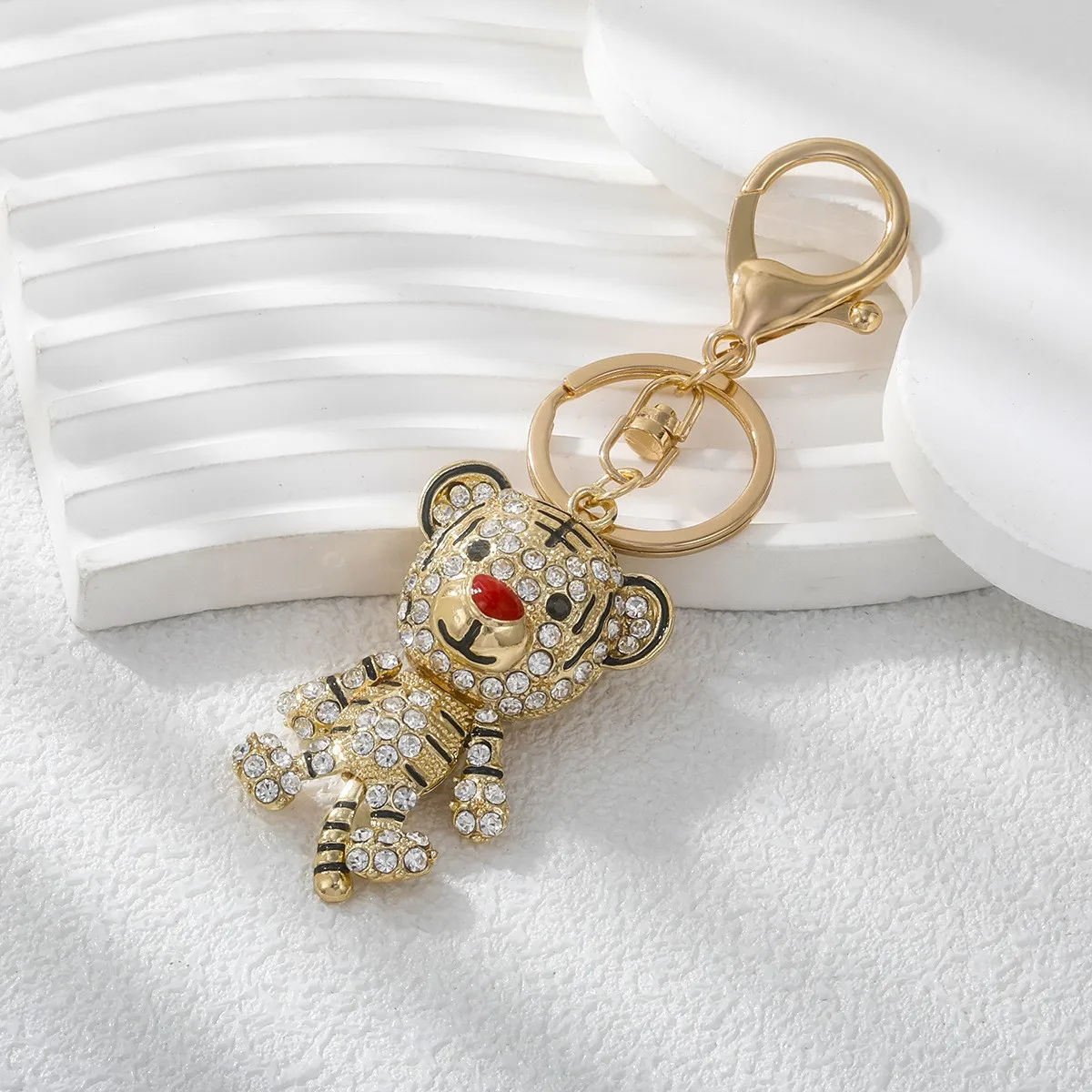 Llavero metálico Tigre zodiacal con diamantes de imitación para coche - imagen 3