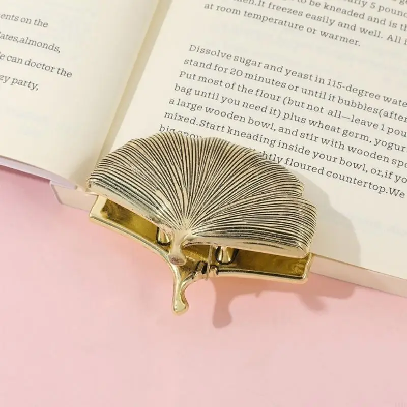 Marcapáginas clip metálico retro con flores de ginkgo para diario - imagen 4