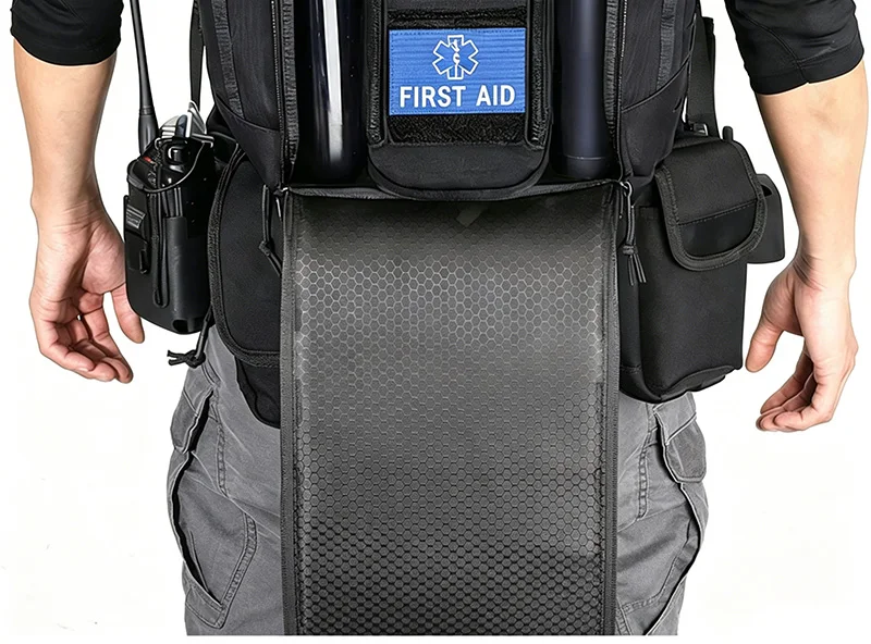 Uso del panel como extensión en mochila de transporte