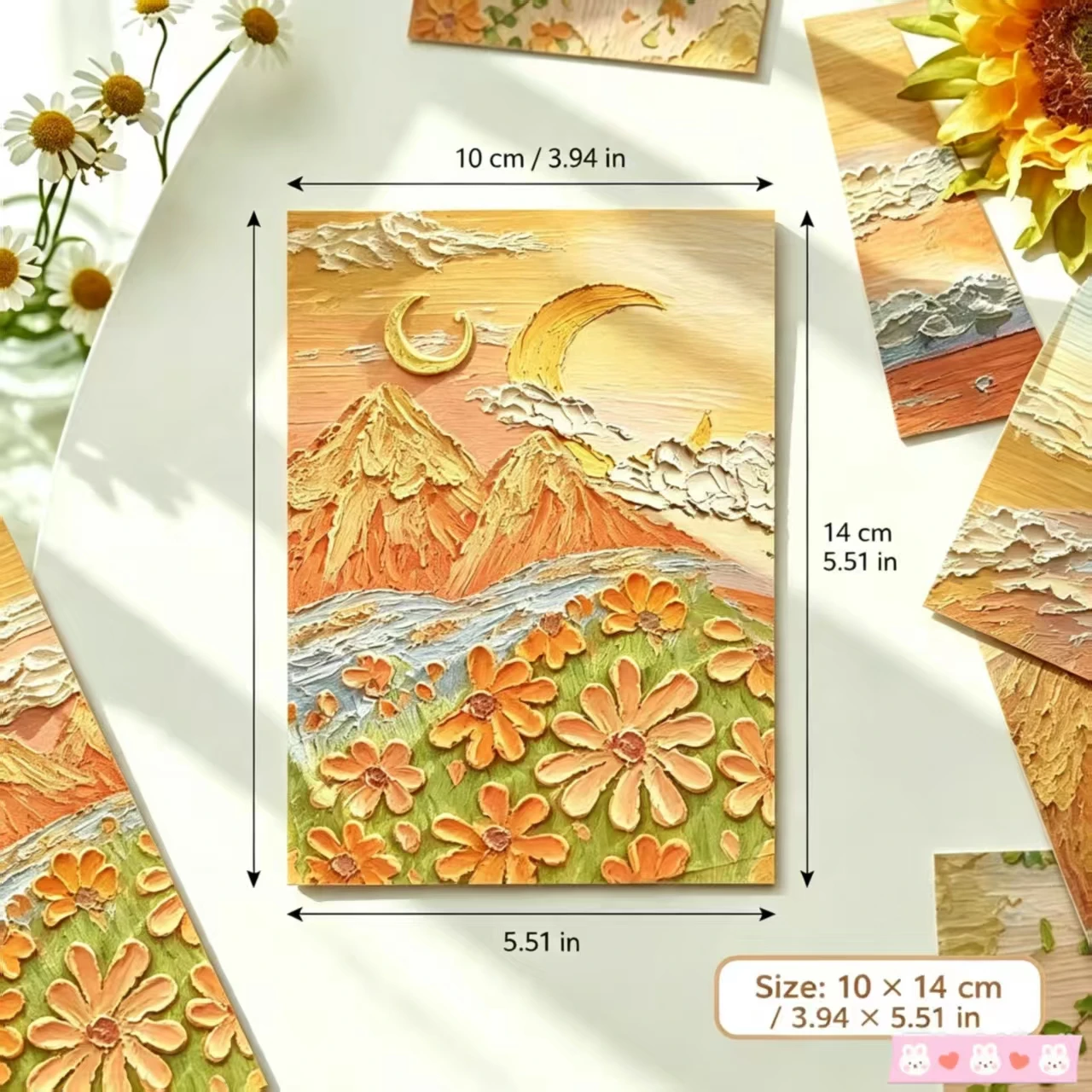 Tarjeta decorativa paisajes cuatro estaciones textura óleo