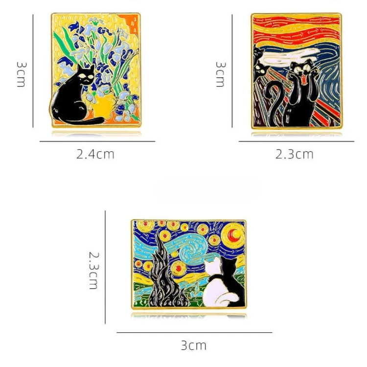 Broche esmaltado de animales pequeños estilo Van Gogh insignia - imagen 4