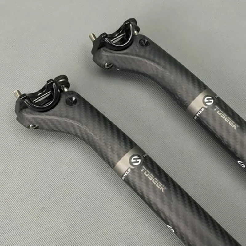 Tija de sillín fibra de carbono brillante con abrazadera aluminio - imagen 3