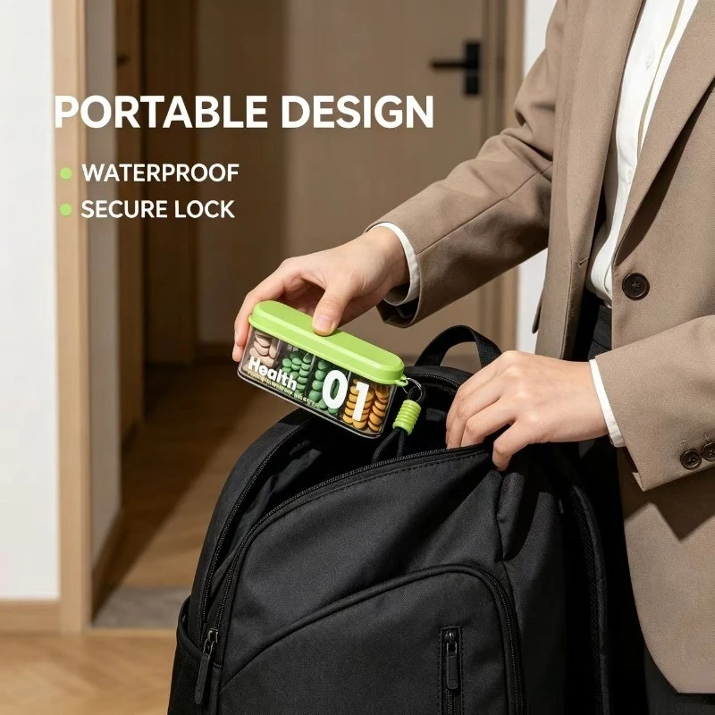 Pastillero portátil mini para organizar medicación semanal