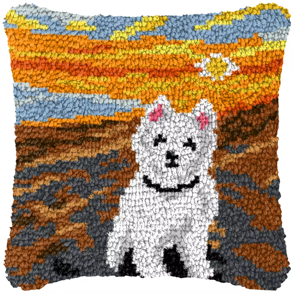 Kit gancho pestillo bordado animales – Cojín vintage decorativo - imagen 4