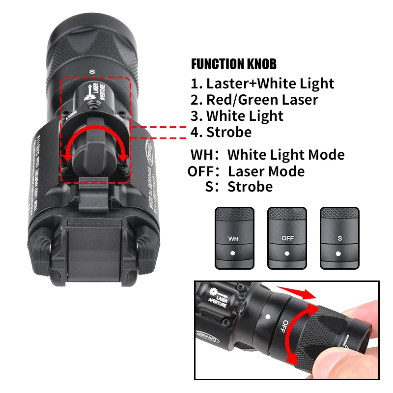 Linterna táctica WADSN X400U con láser rojo/verde para pistola - imagen 3
