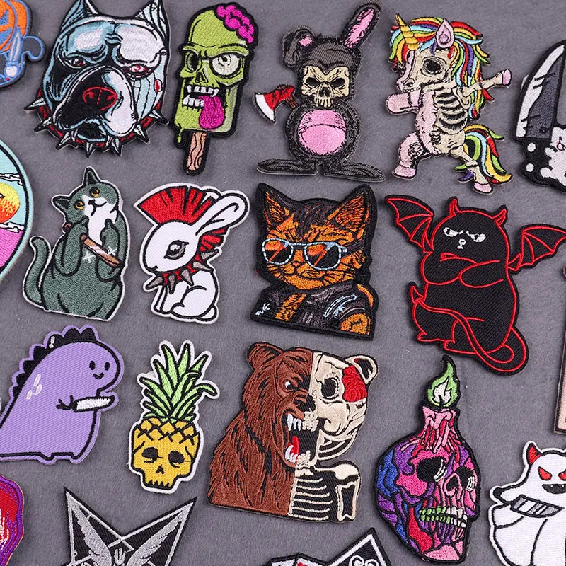 Parche bordado termoadhesivo punk animales para equipamiento táctico
