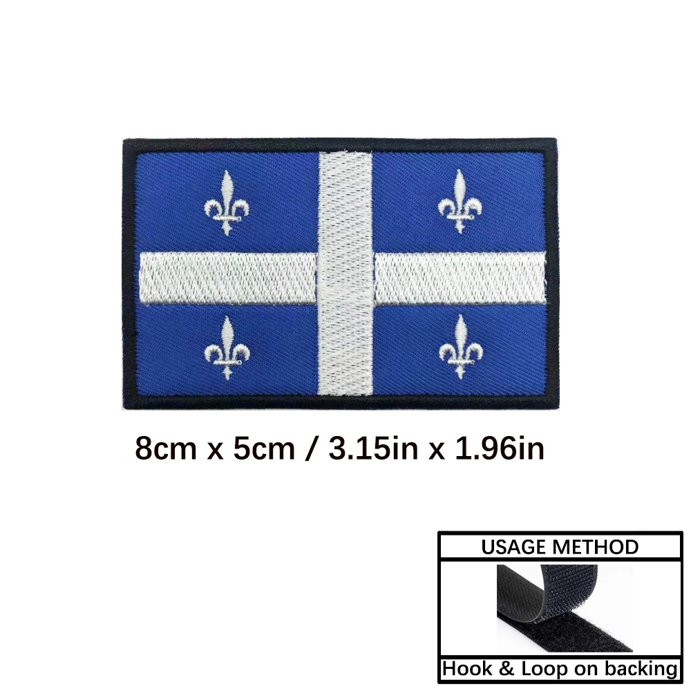 Parche bordado de la bandera de Quebec con flores, termoadhesivo - imagen 3