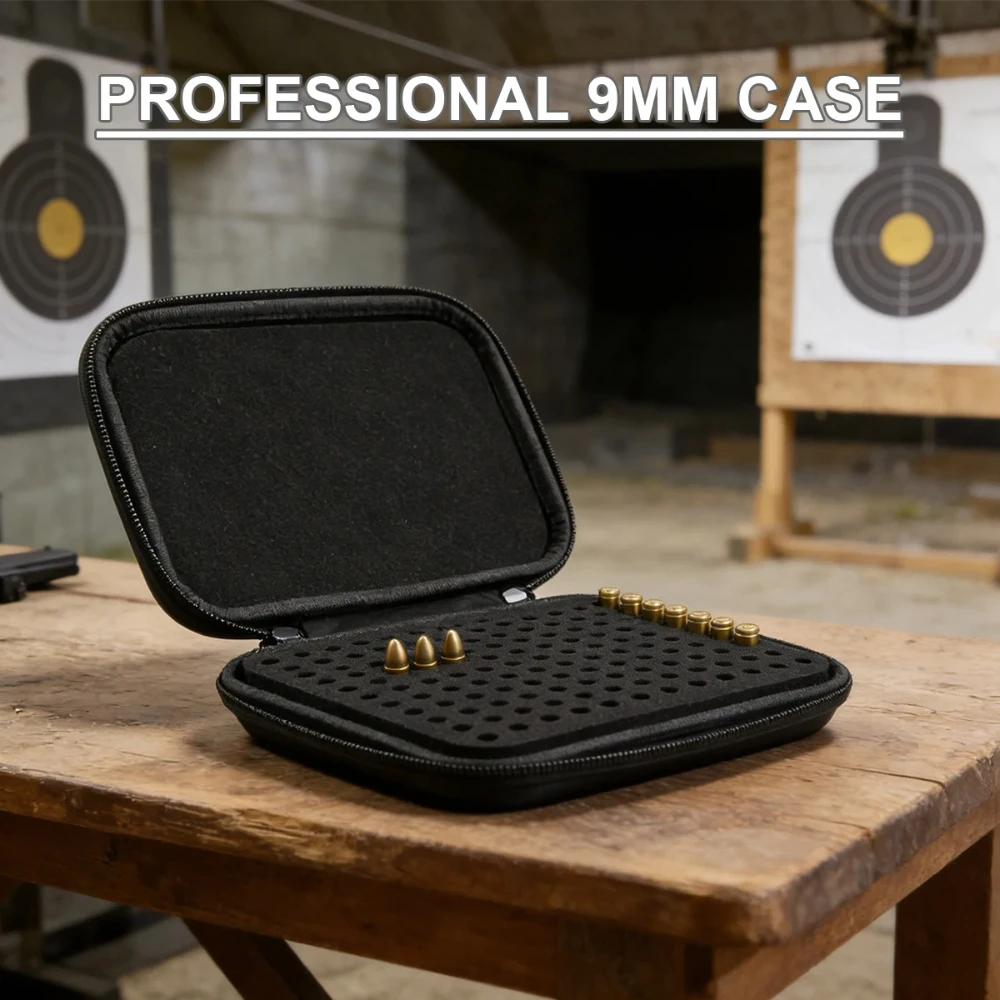 Caja de munición táctica con cerradura, resistente para 9 mm
