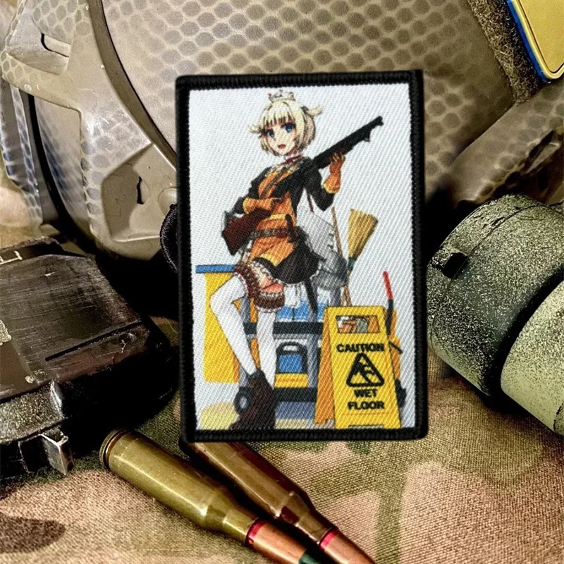 Parche de anime bordado en aplicación sobre superficie de tela