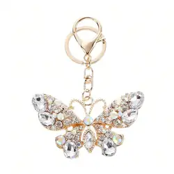 Llavero de metal mariposa con pedrería para mochila y llaves