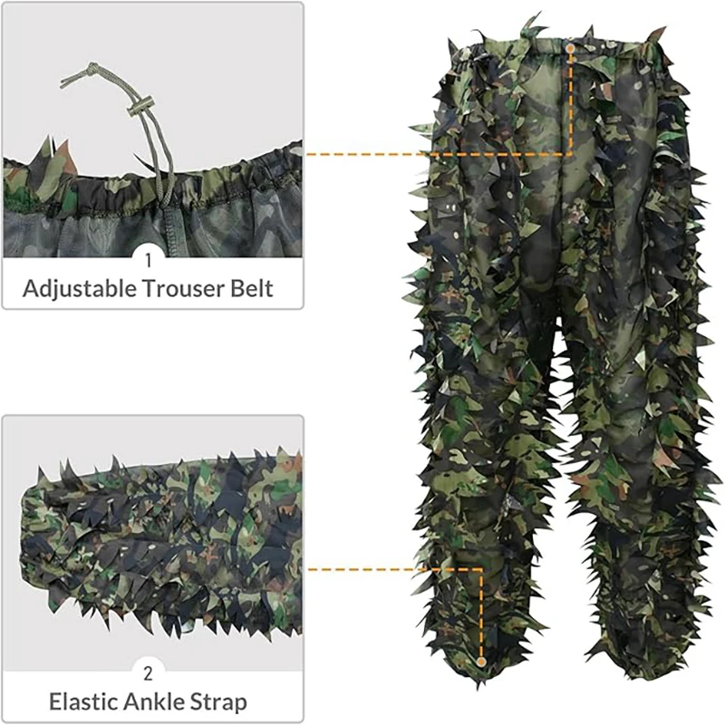 Traje camuflaje hojas ripstop transpirable para caza, airsoft y fauna - imagen 4