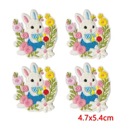 Parches termoadhesivos bordados de conejitos para ropa y manualidades