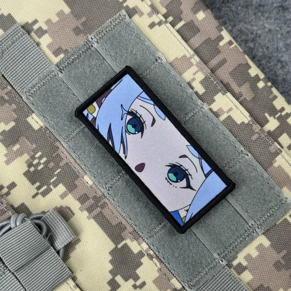 Parche táctico anime ojos niña insignia moral con velcro mochila - imagen 2