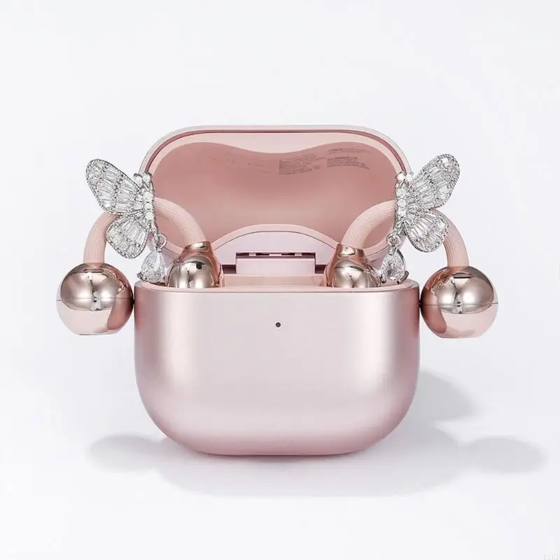 Dijes para auriculares mariposa plateada con cristal y acento gota - imagen 3