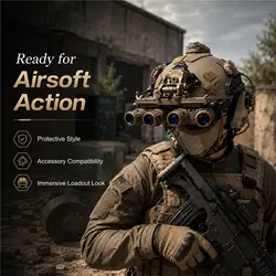Casco táctico con NVG simuladas y comunicación para airsoft