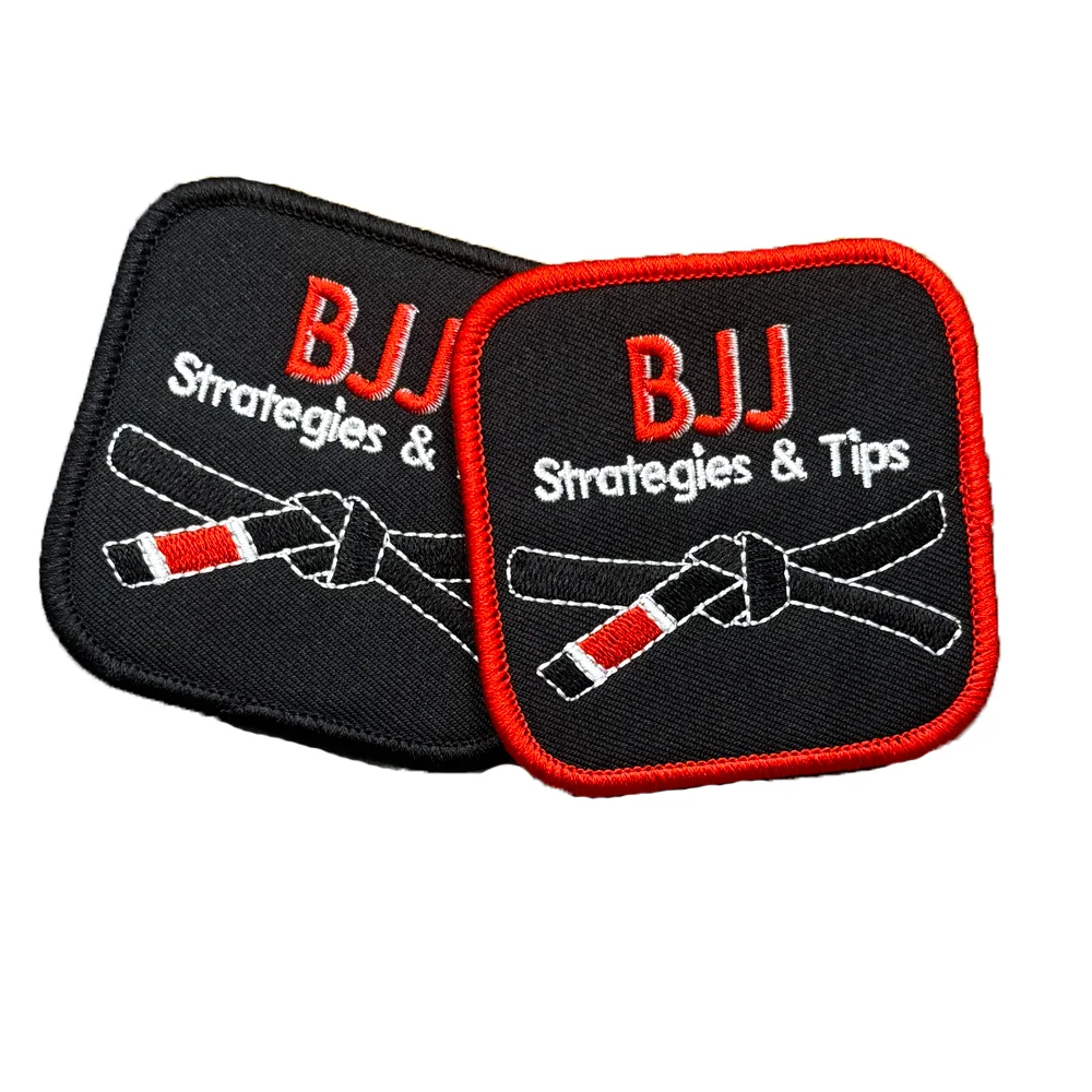 Parche bordado BJJ con estrategias y cierre de gancho punk biker - imagen 2