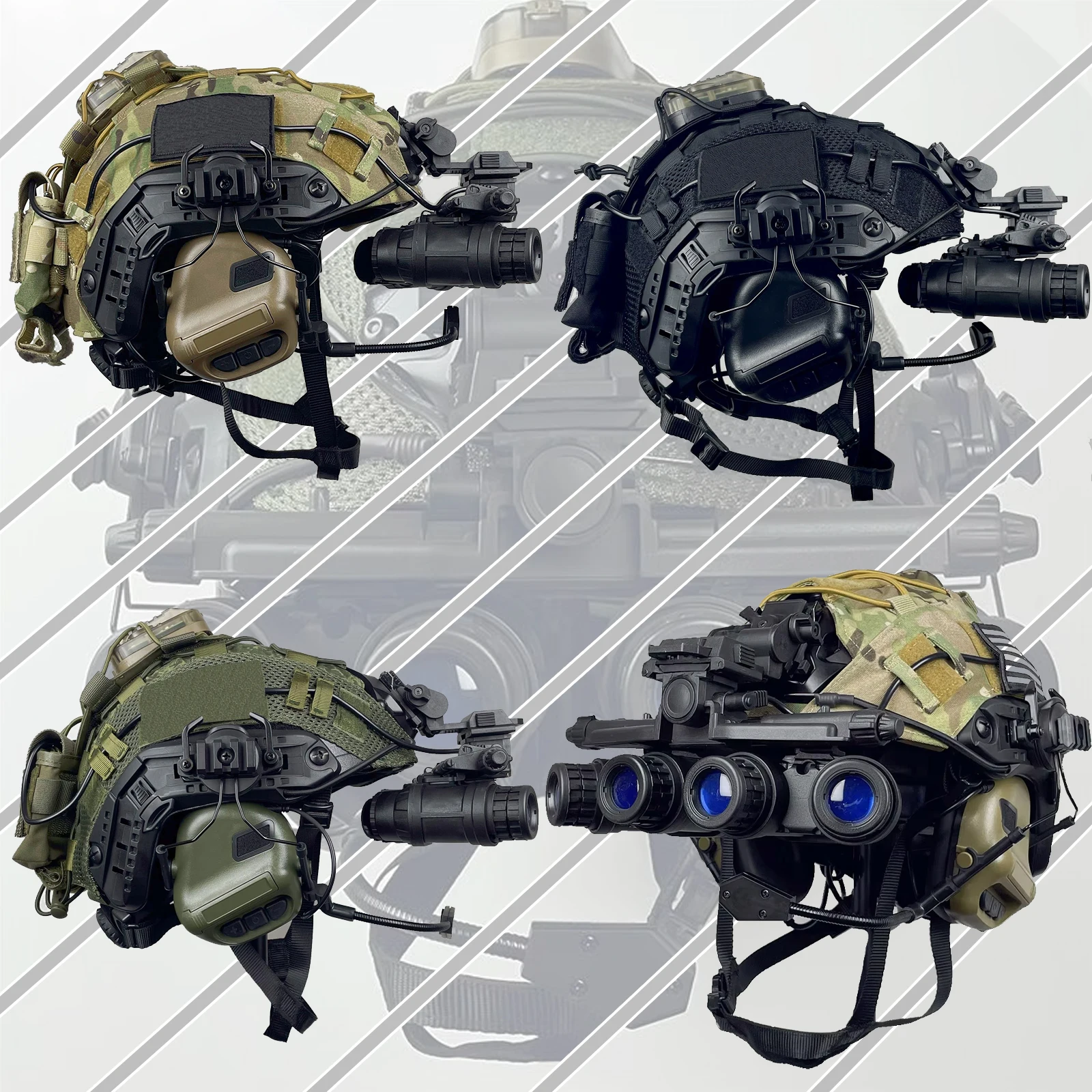 Casco táctico FAST PJ con auriculares NVG, funda y luz señal - imagen 4