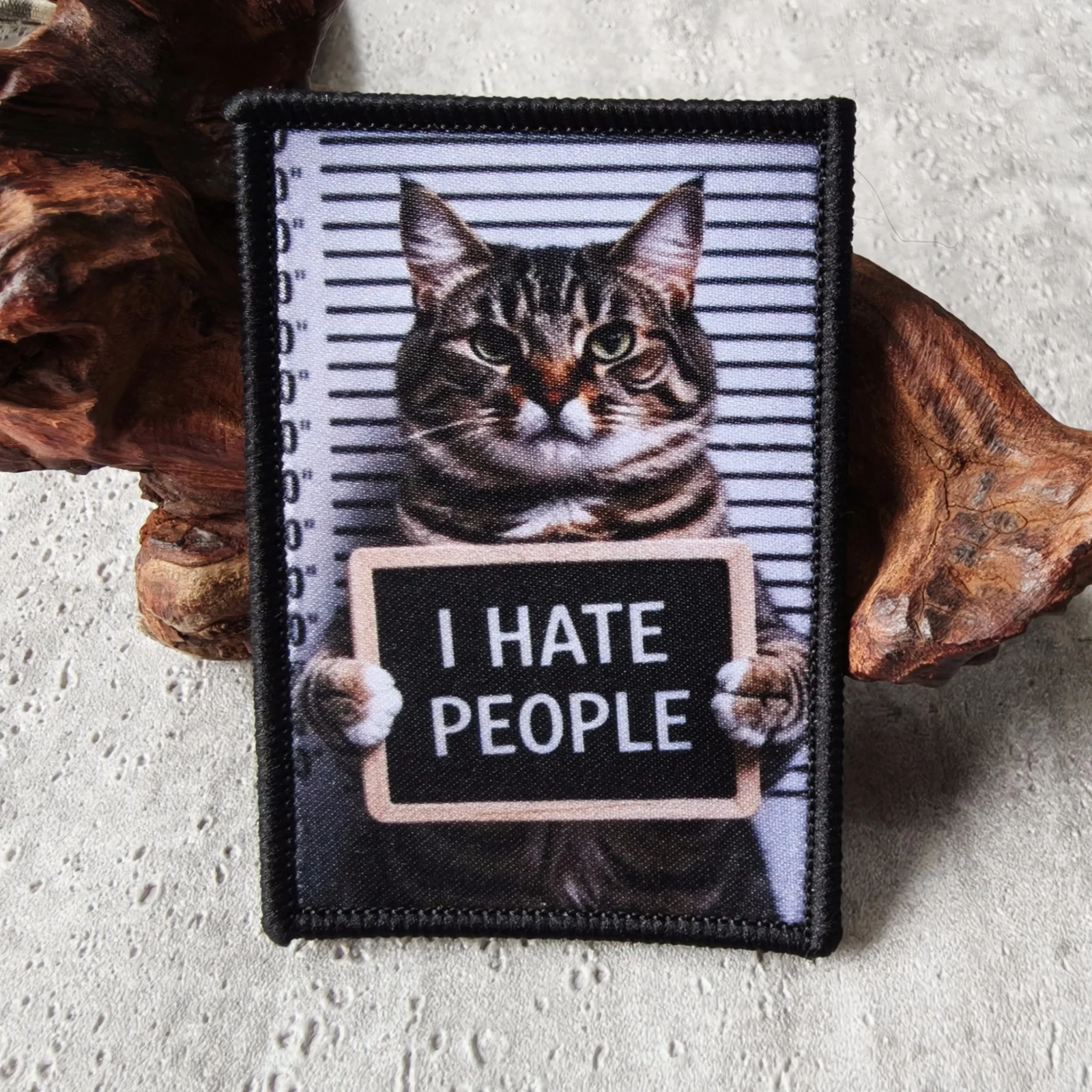Parche táctico de gato I Hate People con cierre de gancho y bucle - imagen 4