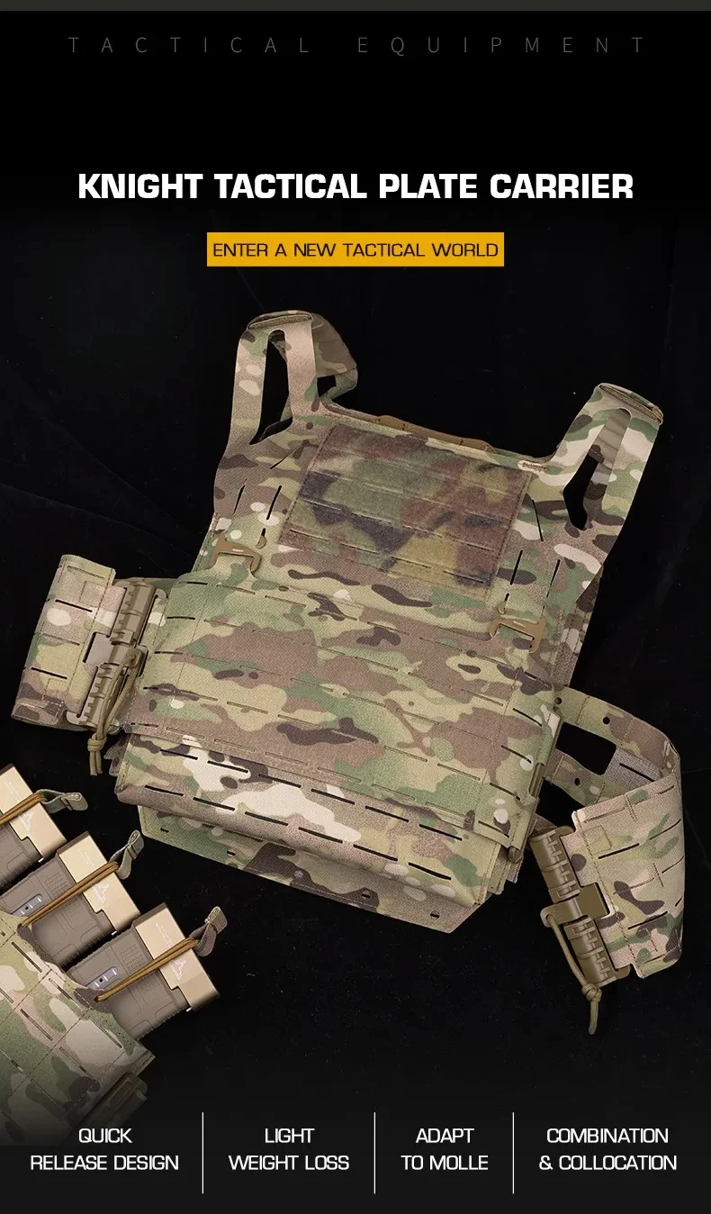 Chaleco táctico militar MOLLE de camuflaje con liberación rápida