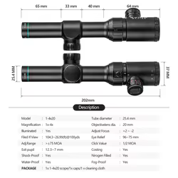 LPVO Classic Retro 1-4x20 – Mira telescópica táctica compacta 200mm