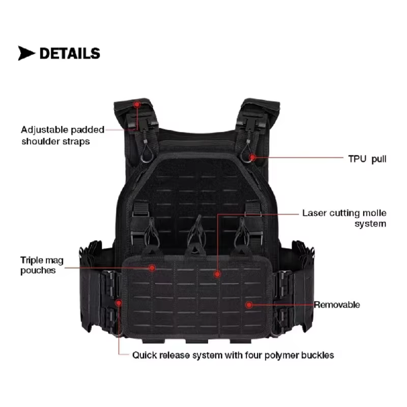 YAKEDA Chaleco táctico portaplacas ajustable de combate Airsoft - imagen 3
