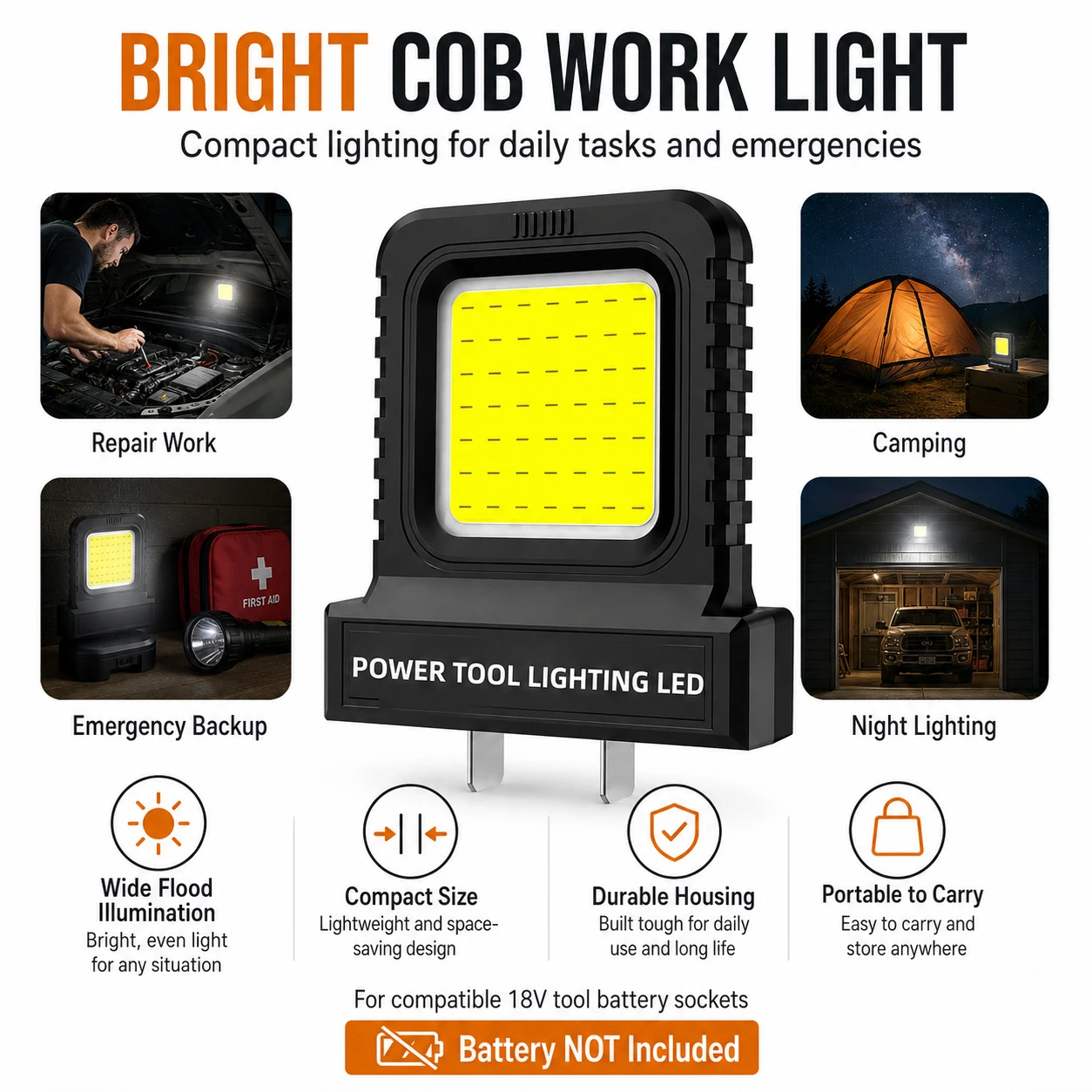 Lámpara LED de trabajo ajustable para baterías de litio - imagen 2