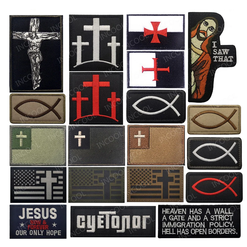 Parche IR reflectante pez Jesús cruz cristiana – aplicación INFIDEL