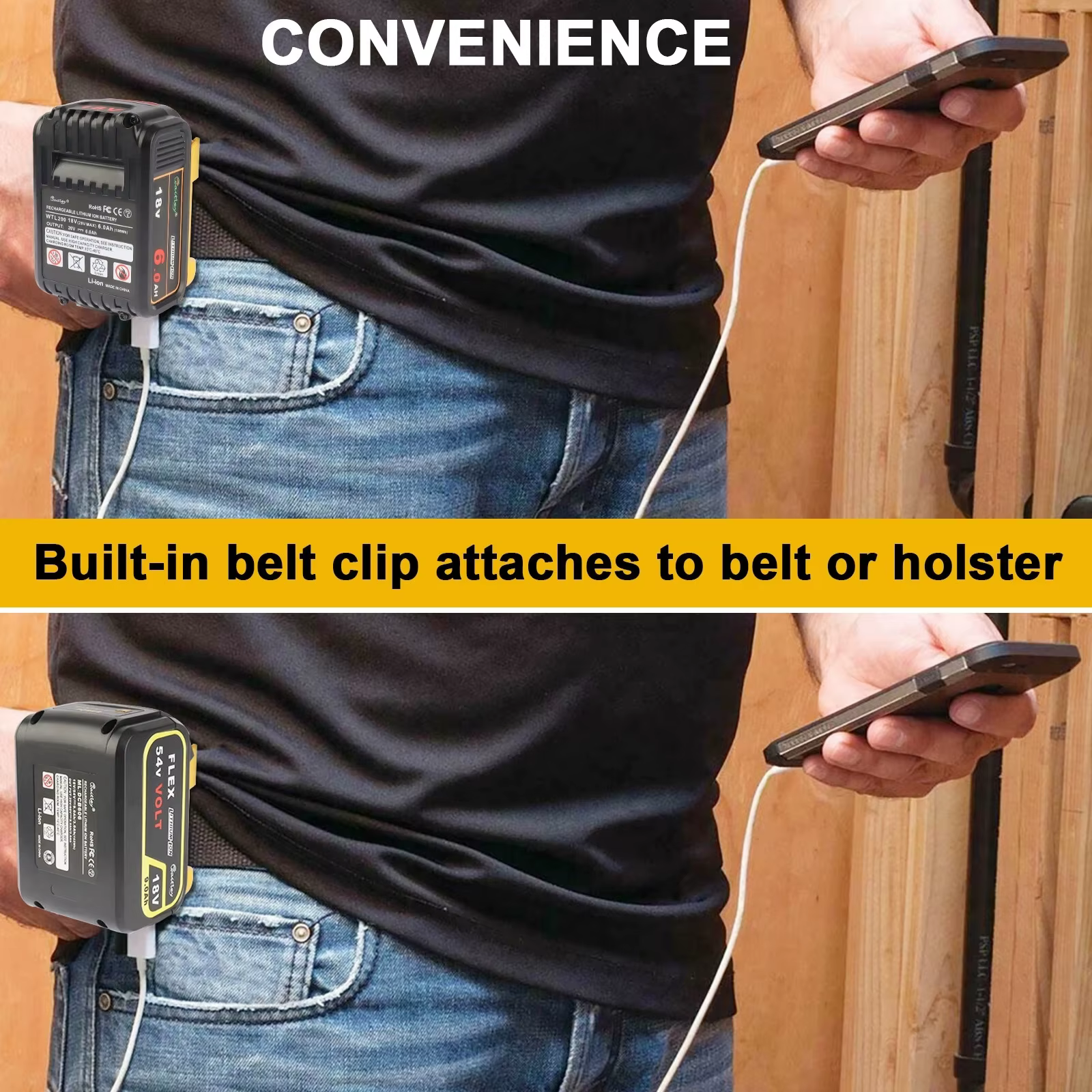 DeWalt 18V power bank USB-C para batería litio y carga móvil - imagen 3