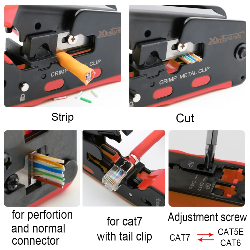 Crimpadora y pelacables RJ45 para cables Cat5 Cat6 Cat7 Cat8 Ethernet - imagen 2