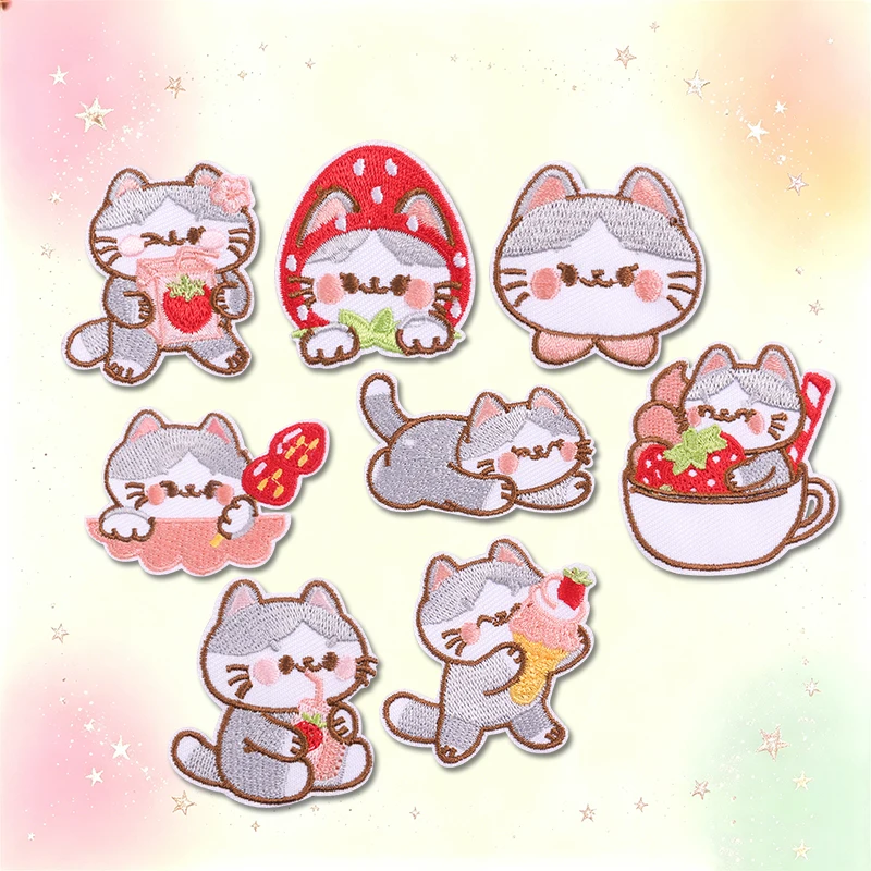Parche bordado termoadhesivo gato dibujos animados san Valentín - imagen 2