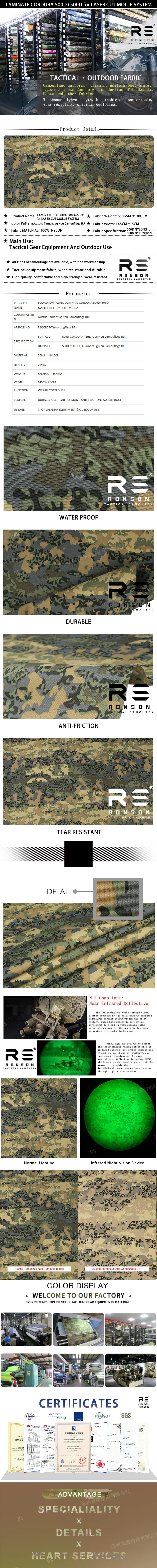 Camuflaje Tarnanzug 500D con diseño a ambos lados y patrón táctico