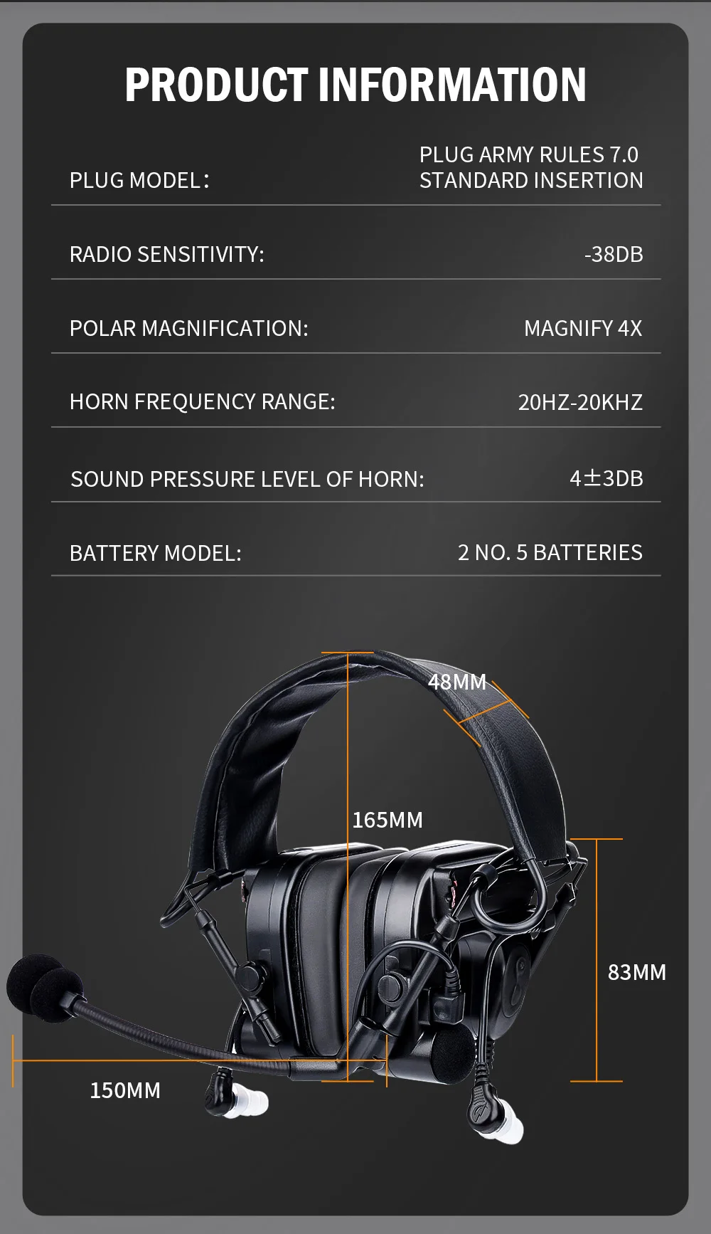 Vista de auriculares tácticos para entorno de entrenamiento