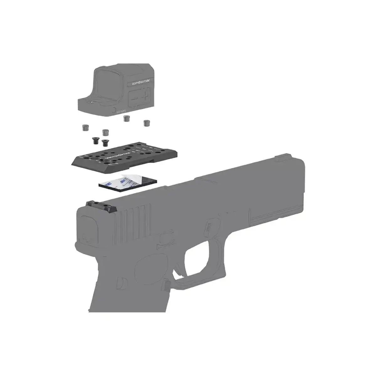 Victoptics adaptador dovetail Glock alza trasera, montaje universal - imagen 4