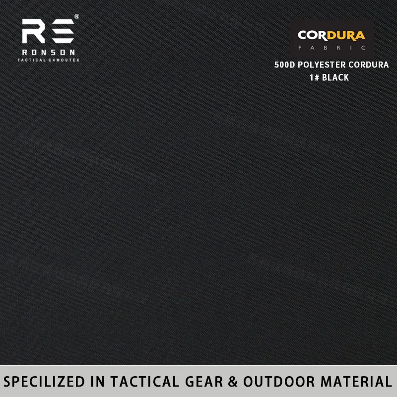 Ronsontex tela Cordura de poliéster negra resistente táctica