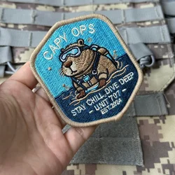 Parche táctico bordado capibara Capy Ops con velcro
