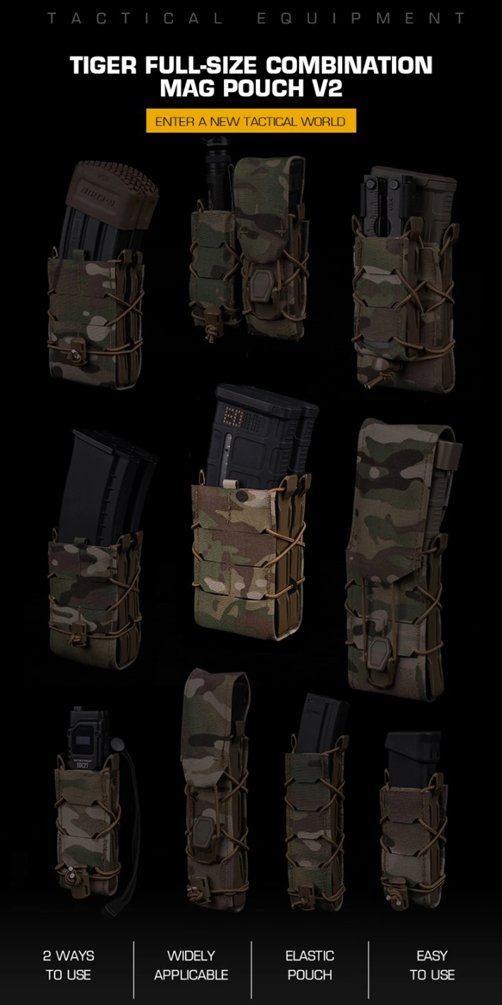 Vista frontal de la bolsa doble Mag KOLINLOV con cargadores insertados