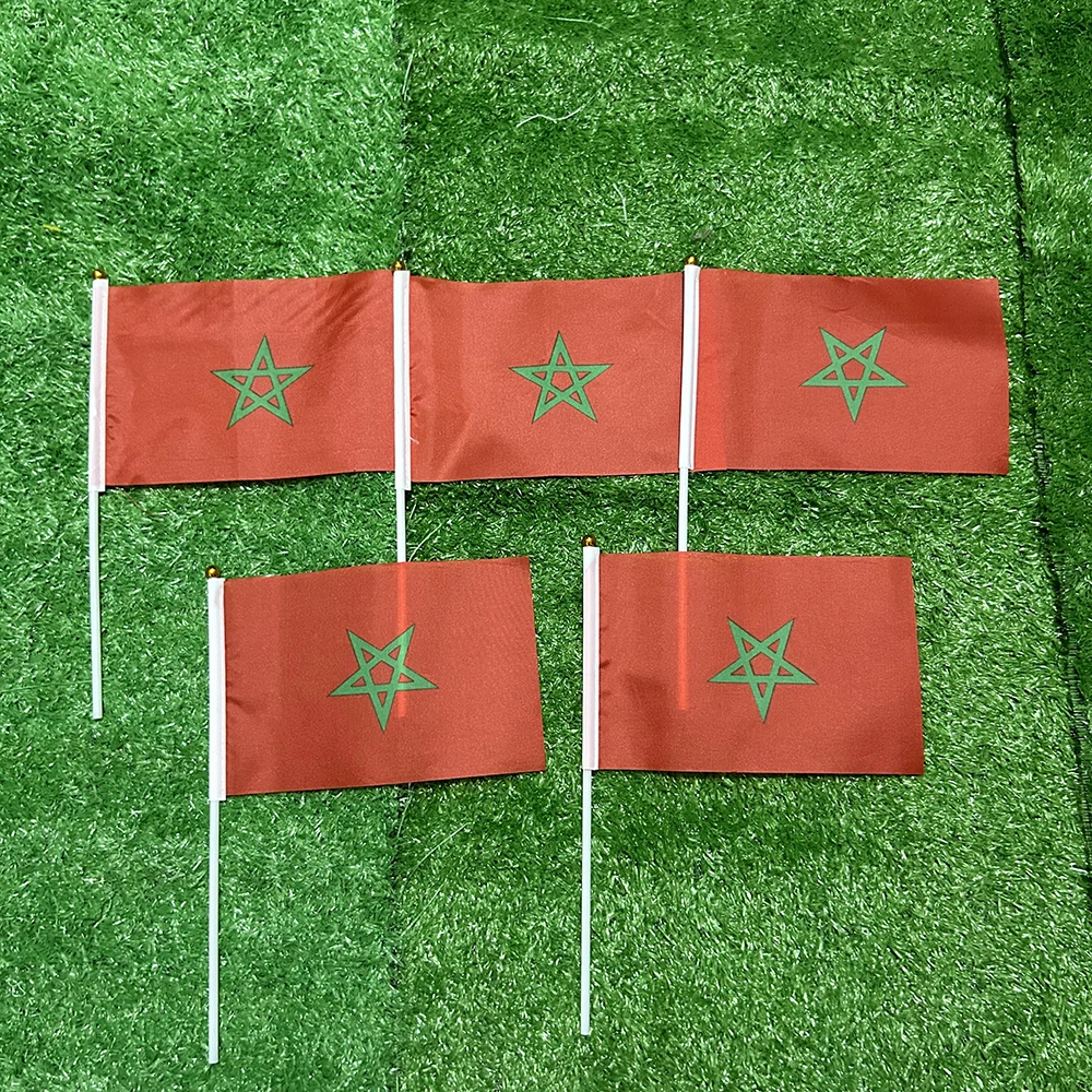 Bandera de mano Marruecos poliéster con asta de plástico