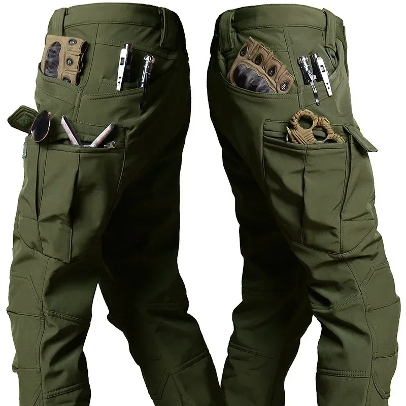 Pantalones tácticos impermeables cargo con forro polar Sharkskin - imagen 2