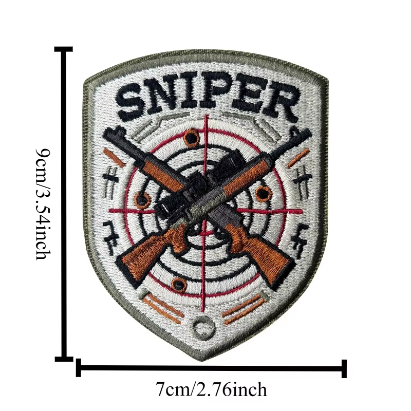 Parche táctico bordado SNIPER escudo militar rifles cruzados, velcro - imagen 3
