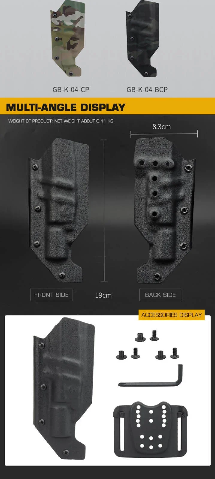 Funda táctica de Kydex para actividades de airsoft