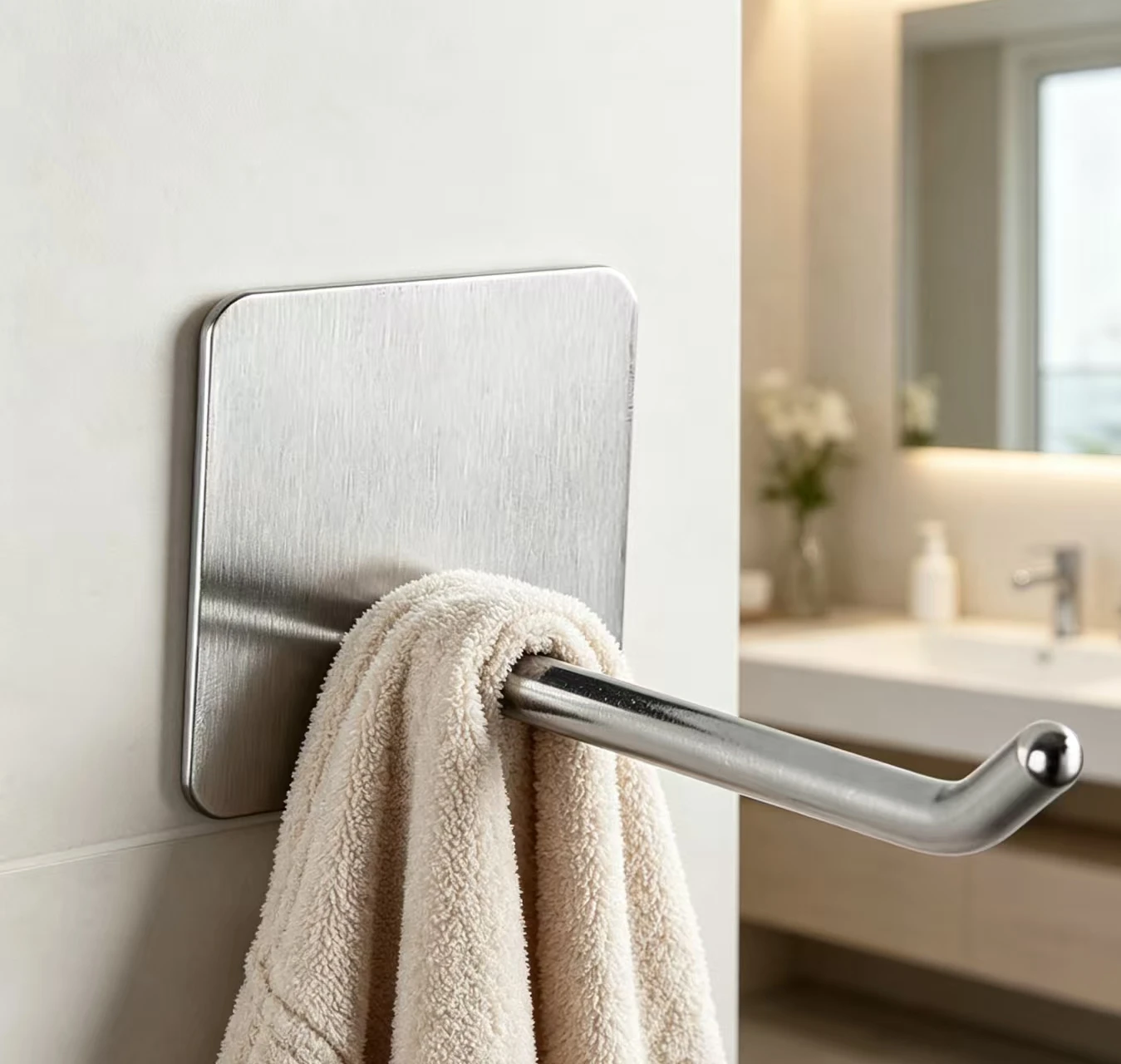 Gancho adhesivo de acero inoxidable sin perforaciones para pared