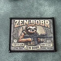 Zen Bobr Sloth Parche Táctico con Velcro para Mochilas y Ropa