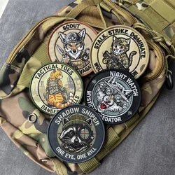 Parche táctico bordado lobo – Insignia moral MOLLE para mochila y brazalete