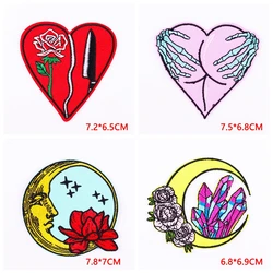 Parches bordados termoadhesivos arcoíris flores letras para ropa y mochilas