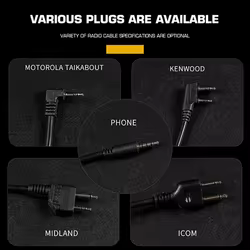 Adaptador PTT para auriculares tácticos Kenwood y Motorola